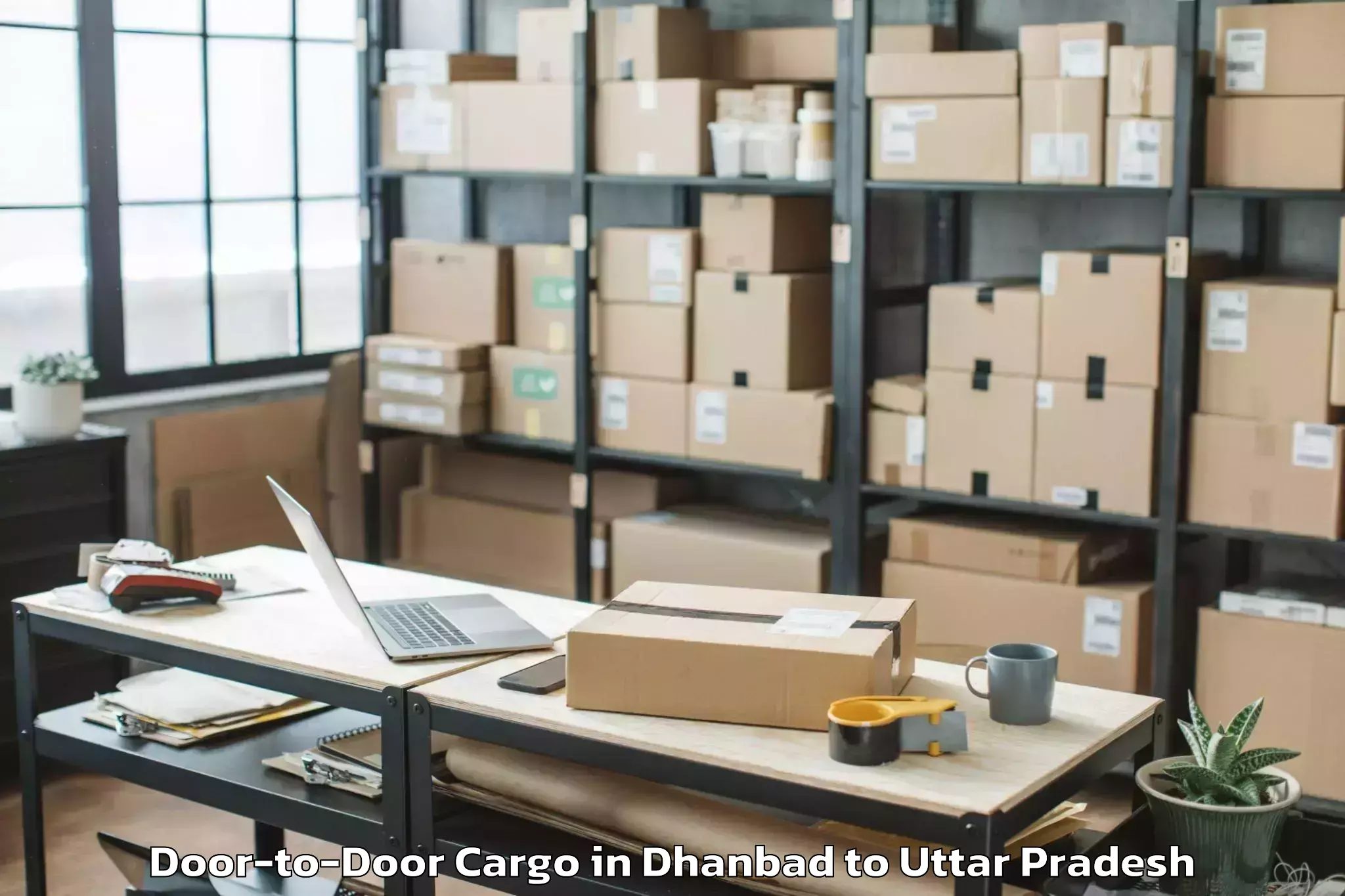 Easy Dhanbad to Allahganj Door To Door Cargo Booking